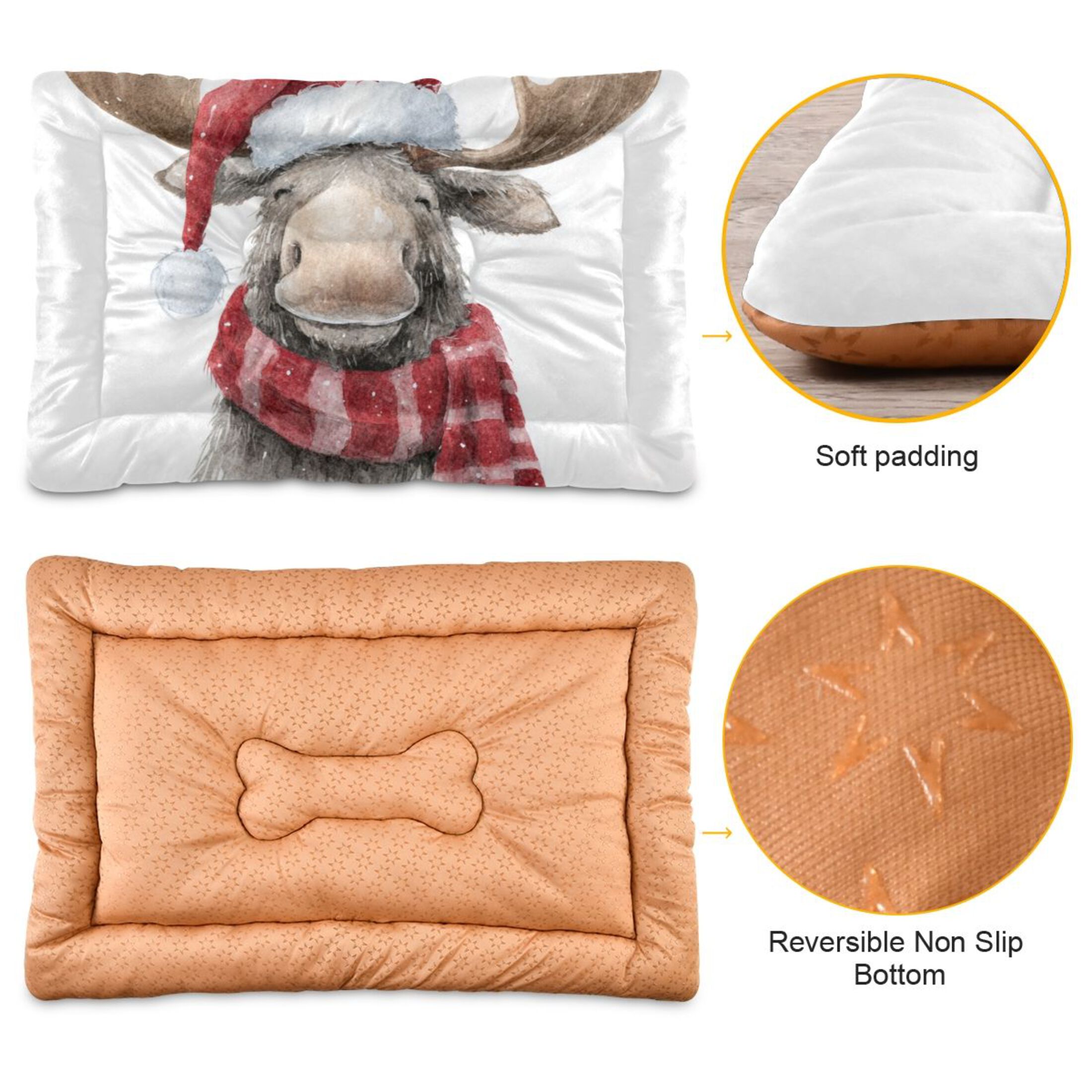Cozy Mat Pet Bed Indoor Outdoor Warm Soft For Cat Dog Puppy(S/M) Christmas Hat Scarf Reindeer