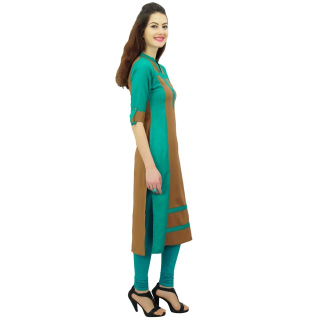 Phagun Kurta Kurti Droite en Rayonne pour Femmes Manches 3/4 Tunique Décontractée d'Été