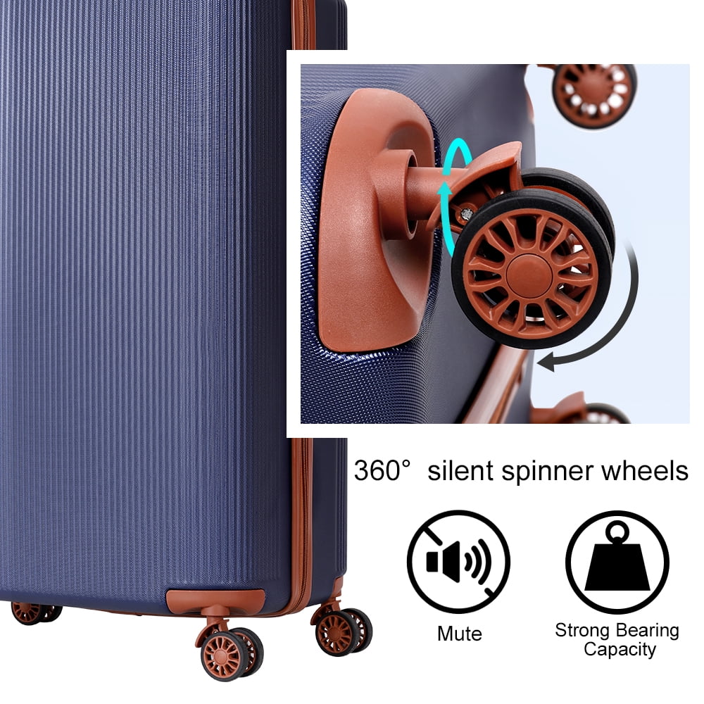 Luggage 3-Pieces Set ABS Durable Suitcase with Spinner Wheels Blue 20"24"28"