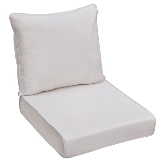 UMI Patio Outdoor Deep Seat Cushion Set, 24 x 22 x 4.3 in Seat and Back Replacement Cushions for Patio Furniture, Water-Resistant Fabric,off-white