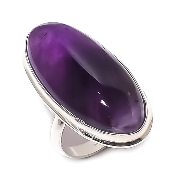 Natural Sage Amethyst Gemstone 925 Sterling Silver Jewelry Ring Size 7