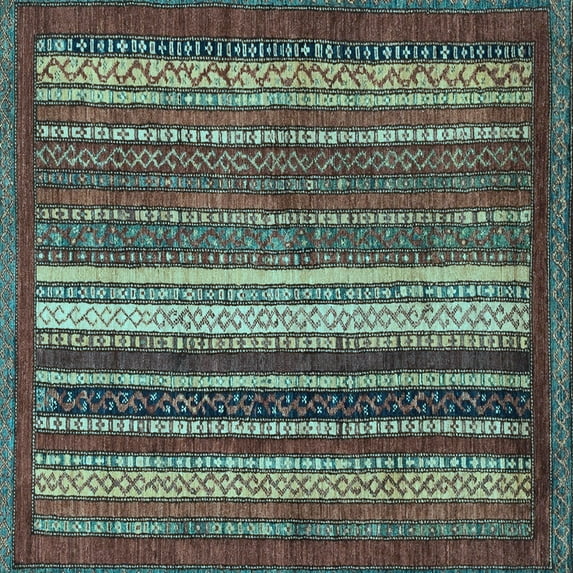 Ahgly Company Indoor Square Abstract Light Blue Modern Area Rugs, 4' Square