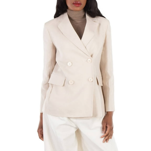 Max Mara Laura Double-Breasted Linen Blazer, Brand Size 42 ( US Size 8 )