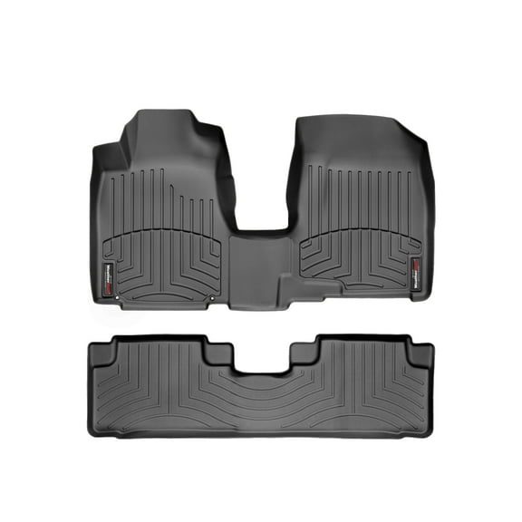 WeatherTech Custom Fit FloorLiners compatible with 2007-2011 Honda CR-V - 1st Row Over-The-Hump & 2nd Row, Black