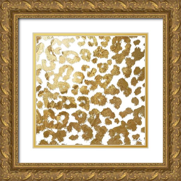 Sophie 6 12x12 Gold Ornate Wood Framed with Double Matting Museum Art Print Titled - White Gold Leopard Pattern