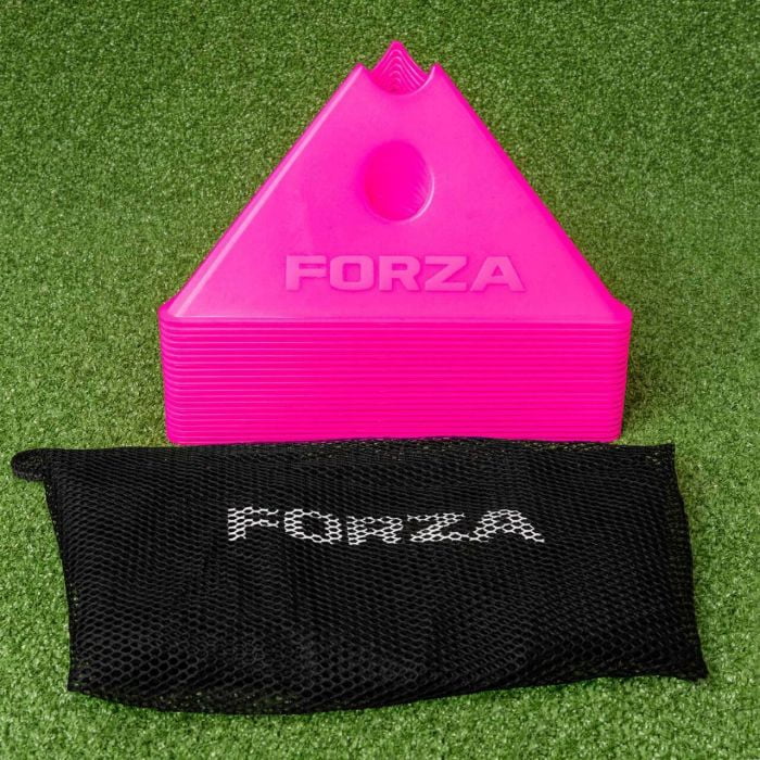 FORZA Jumbo Triangle SuperCones | Professional Football Training Cones with Triangular Design - Ideal for Speed, Agility, and Footwork Drills [Pack of 20 with Carry Bag]