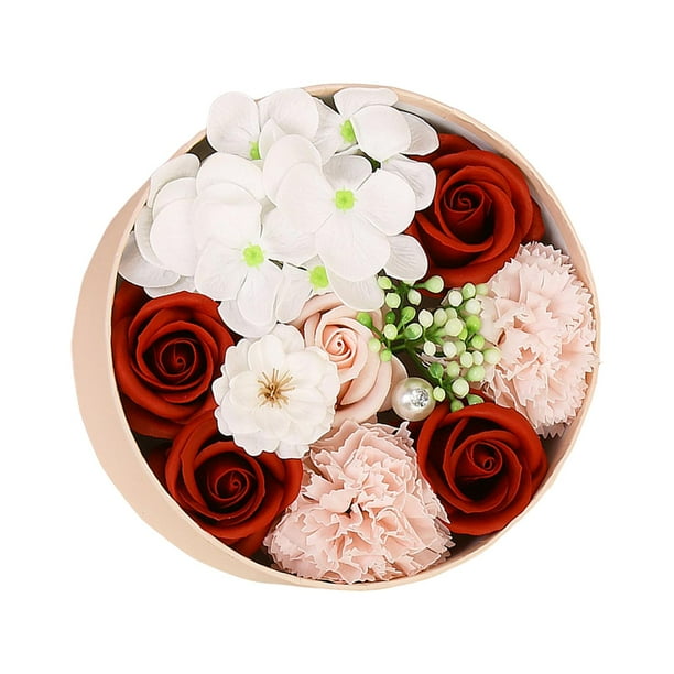 Jabón Flor Jabón Rosa Flor Caja Flores Simuladas Adorno Romántico Artificial Rojo