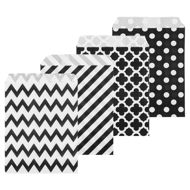 Uxcell 100Pcs Bolsas de Papel Kraft para Golosinas, 7" x 5" Bolsas de Caramelo Resistentes a la Grasa, Bolsas de Favor Pequeñas, Negras