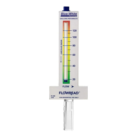 Blue-White FLOWREAD® R-320, 20-120 GPM, Acrylic Flow Meter for 2" ID Pipe, accurate flow rate measurement for residential swimming pools