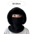 thumbnail image 5 of Knitted Hat Multipurpose Fuzzy Plush Ears Protection Pure Color Autumn Winter Women Face Cover Neck Gaiter Warmer Beanie Cap for Outdoor,Black, 5 of 8
