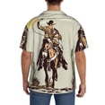 thumbnail image 3 of Balery Vintage Cowboy Riding Horse Camisa Casual de Manga Corta con Botones para Hombre, Texturizada, Estilo Cubano, para Playa, Verano-X-Large, 3 of 5