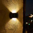 thumbnail image 1 of Lámpara de pared solar de 4 piezas Luces de cerca de balcón a prueba de agua para exteriores (8 LED cálido), 1 of 9