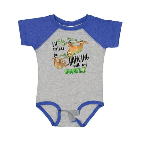 

Inktastic Id Rather Be Hanging with My Uncle- Cute Sloths Gift Baby Boy or Baby Girl Bodysuit