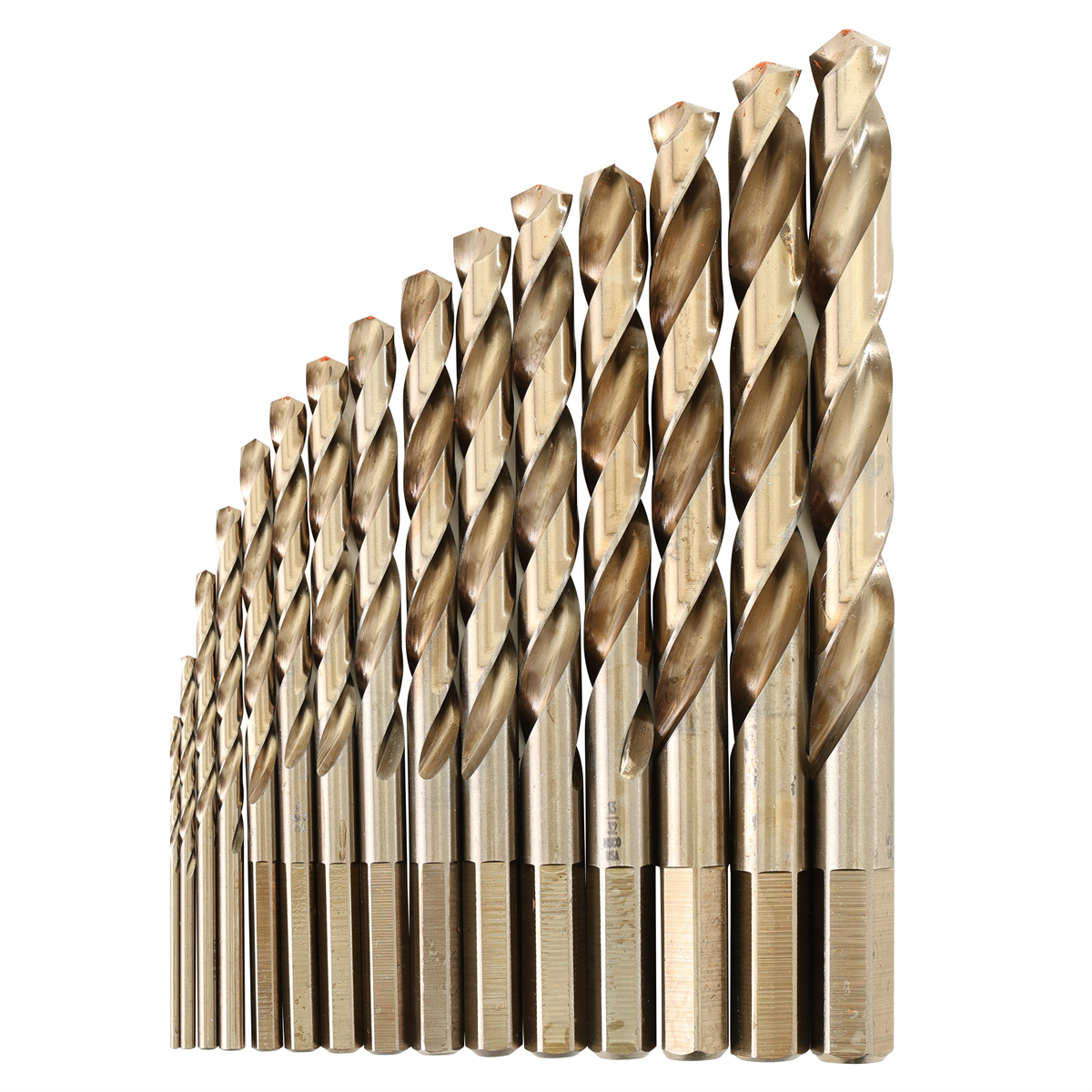 KnKut 15 Piece HD Hex Shank M35 Cobalt Jobber Length Drill Bit Set 1/16"-1/2" by 32nds