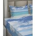 thumbnail image 2 of Ambesonne Tropical Fitted & Top Sheet Set with Shams, Hawaiian Seascape, Turquoise White, 2 of 4