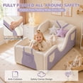 thumbnail image 6 of SLSY Toddler Bed, Sweet Color Kids Floor Bed with Side Storage Pockets, Standard Crib Size, Soft Velvet, CPSC-Certified (Mattress Not Included), 6 of 9