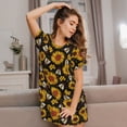 thumbnail image 3 of Naloa Sunflowers And Bww Print Women Nightgowns,Womens Loungewear,Short Sleeve Sleepwear,Comfy Ladies Nightdress, 3 of 6