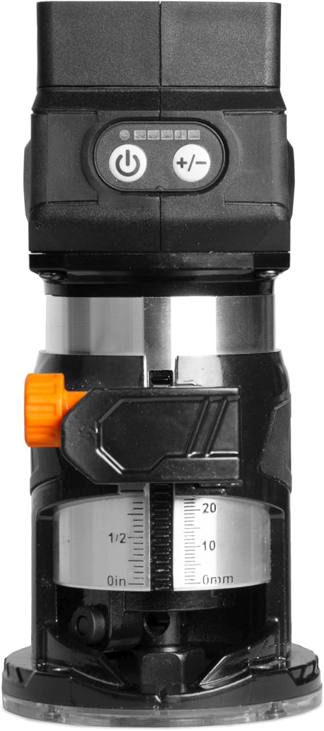 WEN  20V Max Cordless Brushless Compact Trim Router with Fixed Base, 4Ah Lithium-Ion Battery, and Charger (20610)