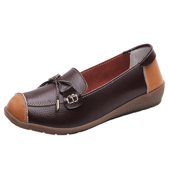 Zapatos Casuales de las Mujeres Suaves de Cuero Falso Deslizamiento Superior en Mochilas Cómodos Zapatos Planos de la Sola Plana de las Mujeres