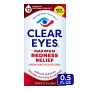(2 pack) Clear Eyes Maximum Red Eye Relief Lubricant Eye Drops, Daily Use, 0.5 fl oz