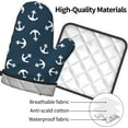thumbnail image 4 of Navy Blue Nautical Anchors Oven Mitts and Pot Holders 2 Pcs Set Oven Glove and Potholder Suitable for Barbecues Baking Cooking Microwave, 4 of 6