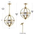 thumbnail image 3 of SAFAVIEH Forler 4-Light LED Brass Gold Metal Pendant Light with White Glass Shade, 3 of 6