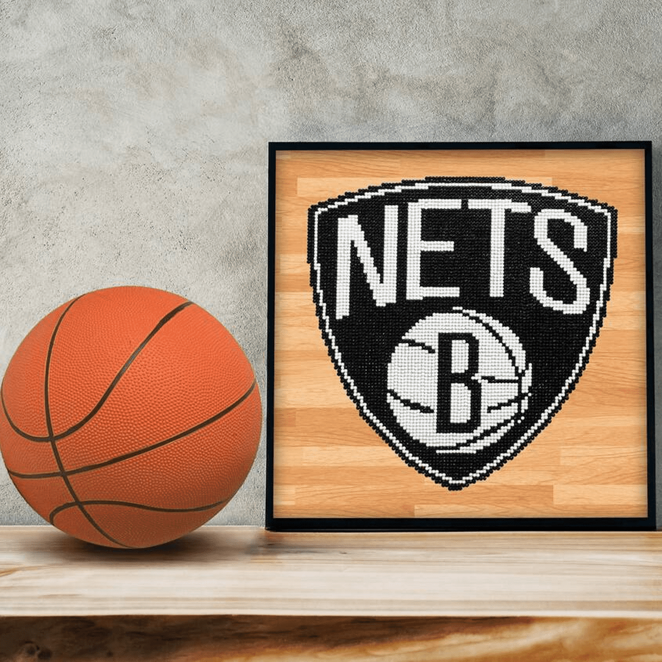 Diamond Dotz NBA Brooklyn Nets Basketball Diamond Painting Kits for Adults - Diamond Art Kits a Relaxing Creative Craft Kit with Dotz Gems 12.6"x12.6"