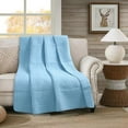 thumbnail image 2 of MarCielo Cotton Quilt Quilted Throw Decorative Throw Blanket 50 By 60 Inches Light Sky Blue, 2 of 5