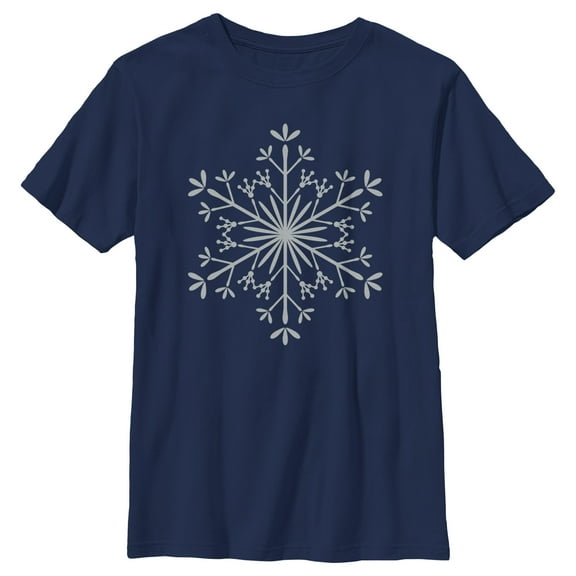 Boy's Lost Gods Christmas Snowflake  Graphic Tee Navy Blue Medium