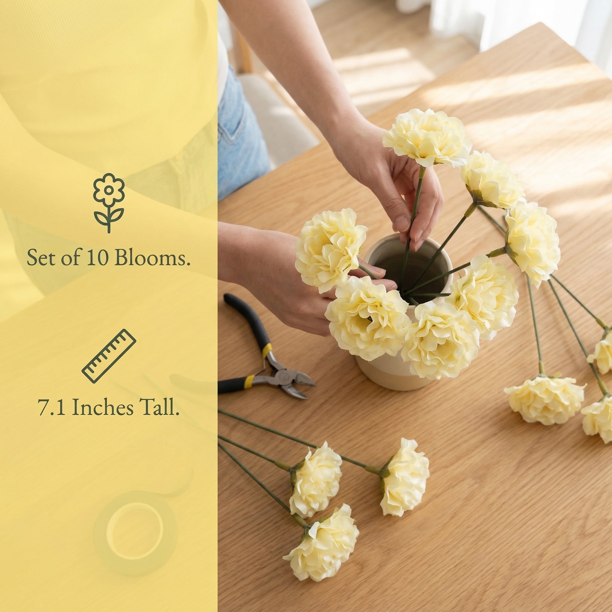 Unique Bargains Artificial Chrysanthemum Silk Mums Bouquets Light Yellow 7.1inch