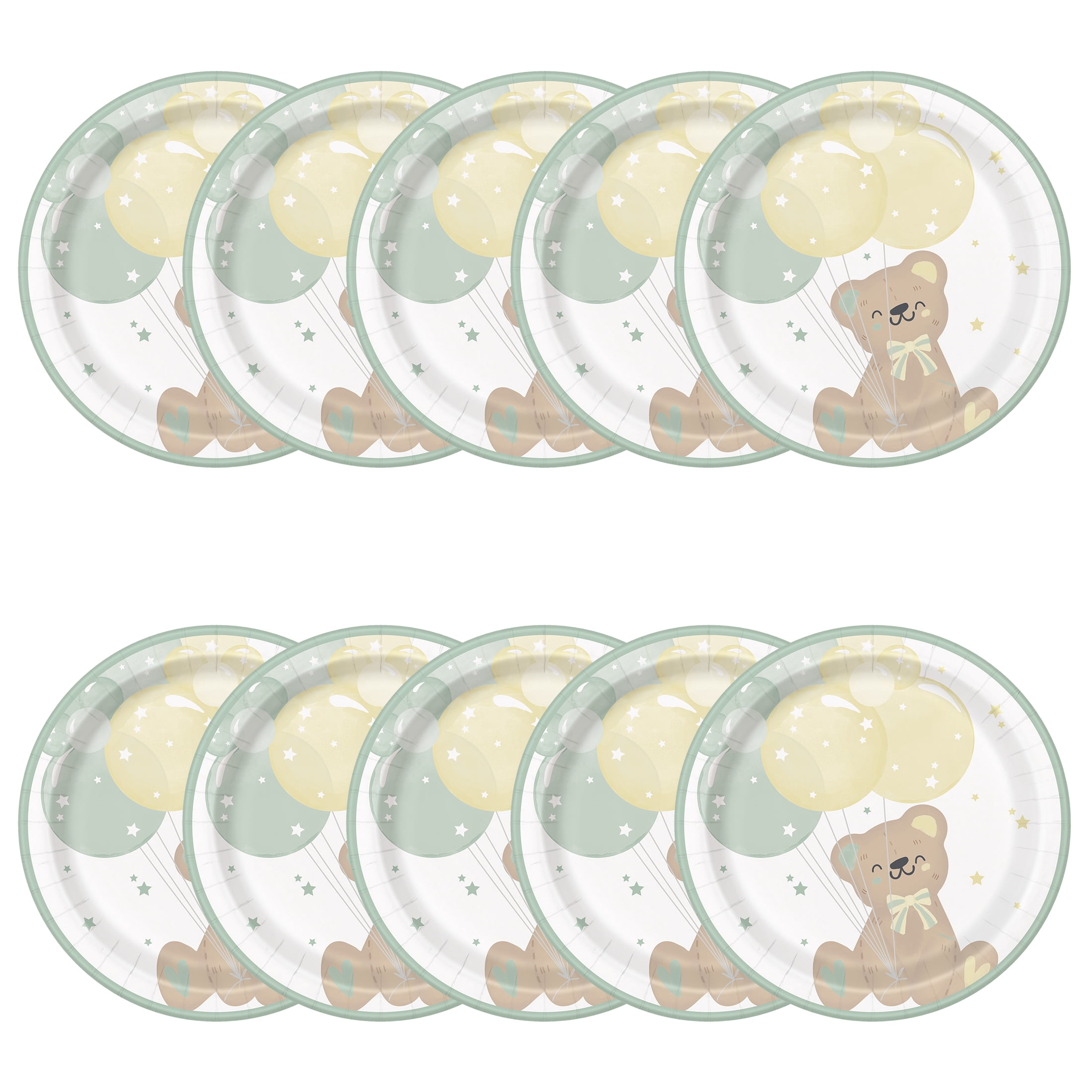 10 Count 9 Inch Baby Shower Multicolor Bear Party Plate by Way To Celebrate