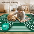 thumbnail image 4 of ODIKA 4'x6' Dark Green Circuit Washable Area Rug Modern Geometric Flatwoven Design With Intricate Line Motifs Pet Friendly, Non-Shedding for Bedroom, Reading Nook, 4 of 7