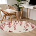 thumbnail image 4 of Butterfly Flower Round Area Rug 3Ft Washable Small Circle Rugs for Kitchen Entryway, Farmhouse Country Pink Floral on Linen Non-Slip Carpet Floor Mats Indoor Outdoor Carpet Runner Home Decor, 4 of 8
