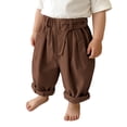 thumbnail image 5 of Huanglei Boys And Girls Solid Color Casual Pants With Slant Pockets Comfortable Kids Cropped Trousers For Play And Everyday Wear Toddler Boy Pants ,18-24 Months ,Brown, 5 of 5