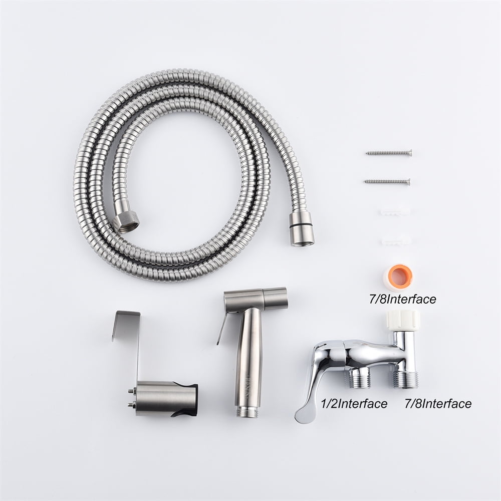 Tcbosik Bidet Sprayer for Toilet, Handheld Diaper Sprayer Kit, Cloth Diaper Sprayer Set, Easy to Install, Stainless Steel, Sliver