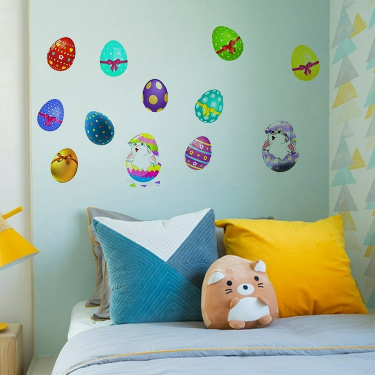 Easter Decorations Outdoor Easter Wall Sticker Self Adhesive Rabbit Egg  Sticker Decoration Easter Window Refrigerator Cabinet Sticker Water Bottle  Stickers for Adults 