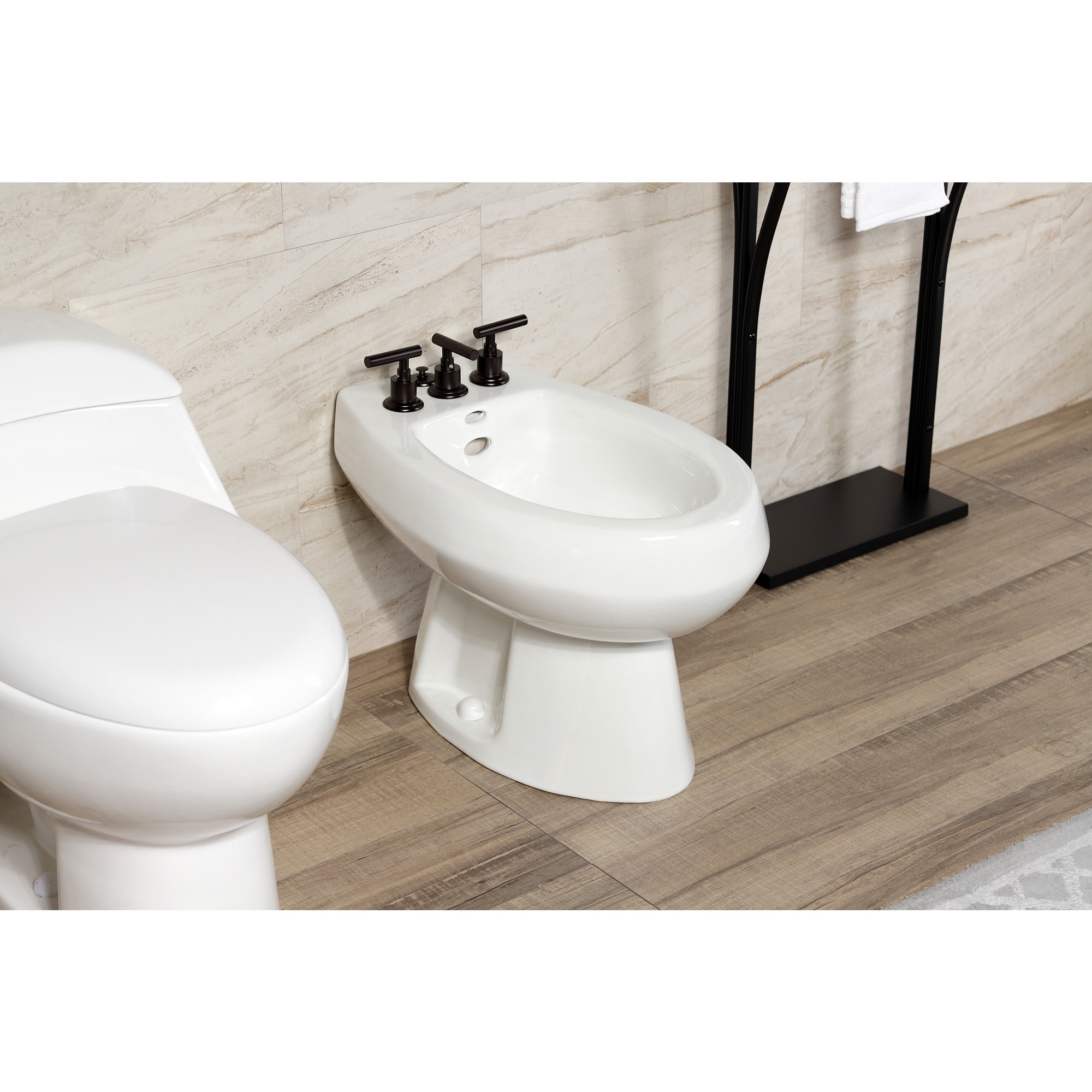 Kingston Brass KB6325CML Manhattan Three-Handle Bidet Faucet with Brass Pop-Up, Oil Rubbed Bronze