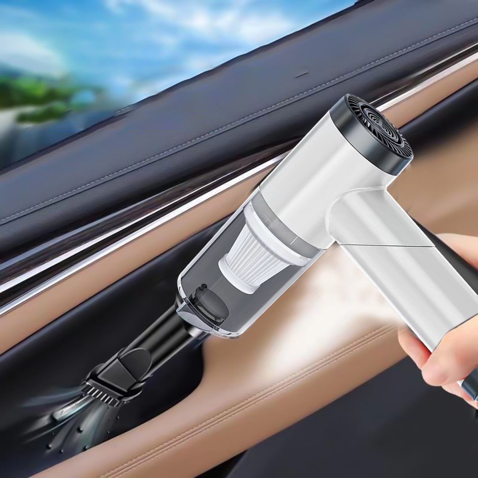 Tuphregyow Portable Cordless Car Vacuum Cleaner - Foldable Dust Buster with Powerful Suction and Filter - Perfect for Small Spaces Cleaning White