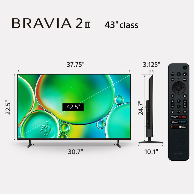 Sony 43” class BRAVIA 2 II LED 4K HDR Smart Google TV K-43S20