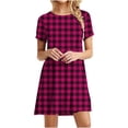 thumbnail image 2 of Ovzne Robes pour Femmes Robe pour Femme Décontractée Imprimée Manches Courtes Col Rond Robe d'Été Manches Courtes Imprimée Liquidation, 2 of 6