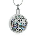 thumbnail image 3 of Stainless Steel Abalone Shell Tree of Life Urn Pendants with Chain Necklace for Cremation Ashes of Loved One Memorial Jewelry, 3 of 10