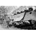 thumbnail image 1 of 24x36 gallery poster, SHAEF commander General Eisenhower walks by an overturned Tiger II tank, 1 of 1
