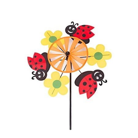 Garden Ladybugs and Flowers Windmill Pinwheel Spinner Kit for All Ages