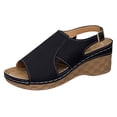 thumbnail image 6 of Platform Wedges Heels for Women Comfy Orthopedic Sandals Open Toe Splice Leather Back Strap Walking Shoes Black Size 6, 6 of 7