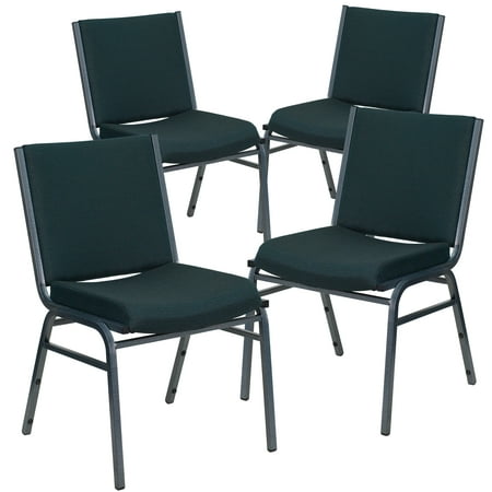Flash Furniture 4 Pack HERCULES Series Heavy Duty Green Patterned Fabric Stack Chair