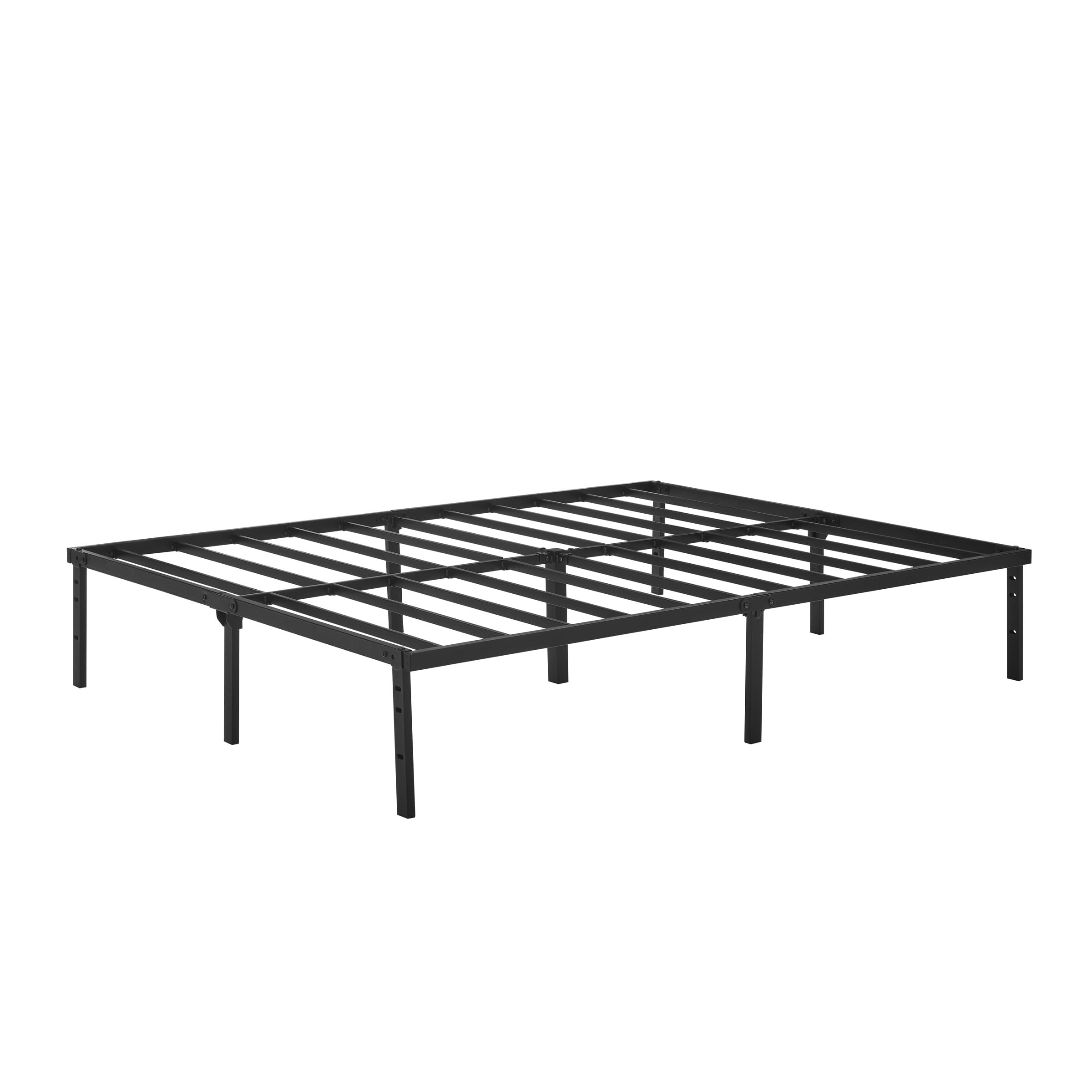 Mainstays King 14" Heavy Duty Steel Slat Platform Bed Frame with Storage Space Under Frame, No Box Spring Required, Black