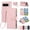 Pink, variant on for Google Pixel 9 Pro/Pixel 10 Pro 6.3" Wallet Case Magnetic Flip Cover Multi-Card Slots Zipper Pocket With Circular Buckle Detachable Shoulder Strap And Wrist Strap,White
