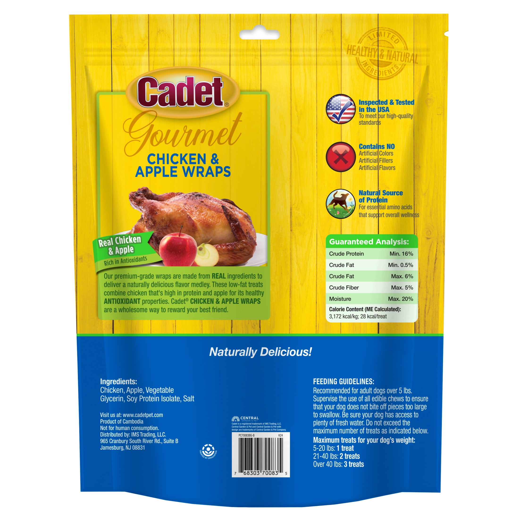 Cadet Gourmet Chicken & Apple Wrapped Dog Treats 28 Ounce (Pack of 1)
