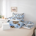 thumbnail image 6 of Feelyou Blue Bowknot Cherry Comforter Set 7pcs, Leopard Cheetah Print Queen Bedding Sets, 6 of 8