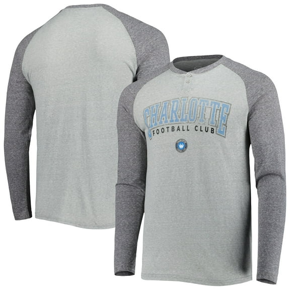 Men's Concepts Sport Heathered Gray/Heathered Charcoal Charlotte FC Ledger Raglan Long Sleeve Top